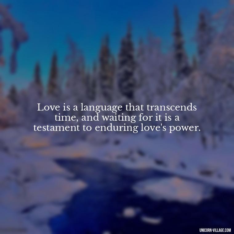 Love is a language that transcends time, and waiting for it is a testament to enduring love's power. - Waiting For Love Quotes