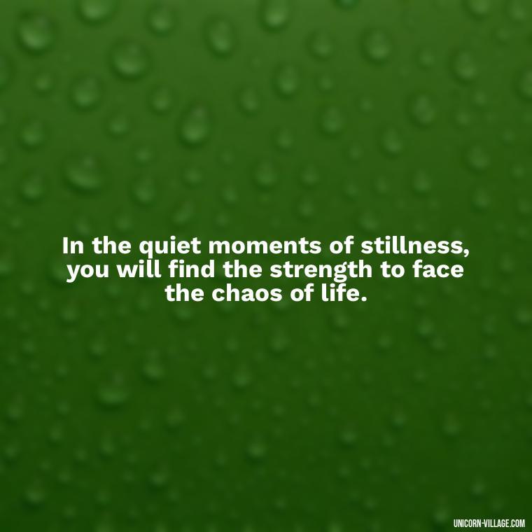 In the quiet moments of stillness, you will find the strength to face the chaos of life. - Relax And Chill Quotes