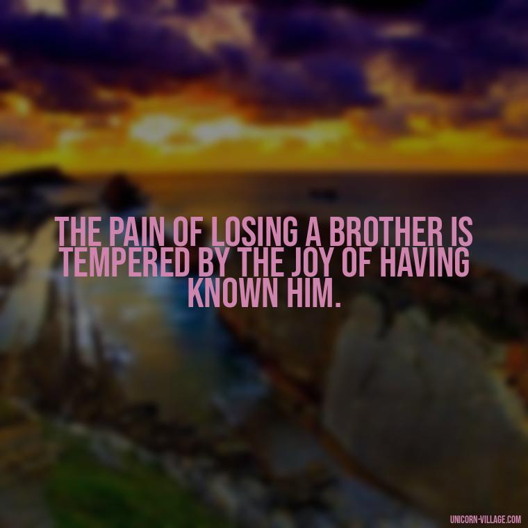 The pain of losing a brother is tempered by the joy of having known him. - Quotes About Brother Who Passed Away