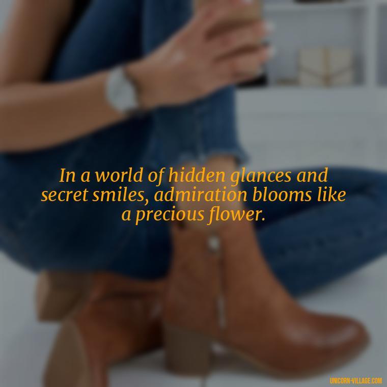 In a world of hidden glances and secret smiles, admiration blooms like a precious flower. - Secret Admirer Quotes