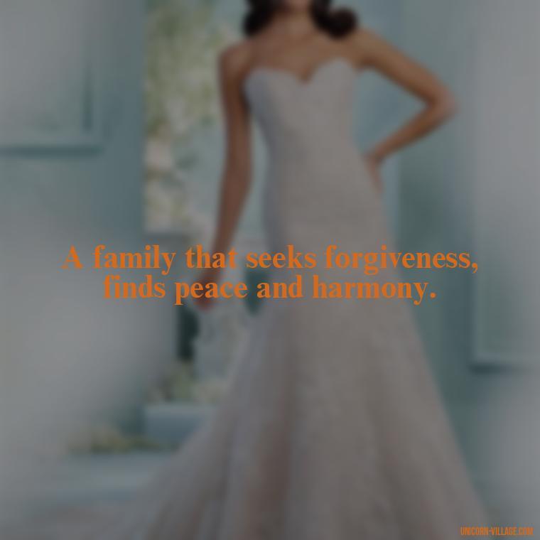 A family that seeks forgiveness, finds peace and harmony. - Islamic Quotes About Family