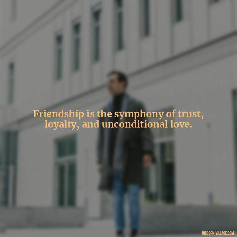 Friendship is the symphony of trust, loyalty, and unconditional love. - Rumi Quotes About Friendship
