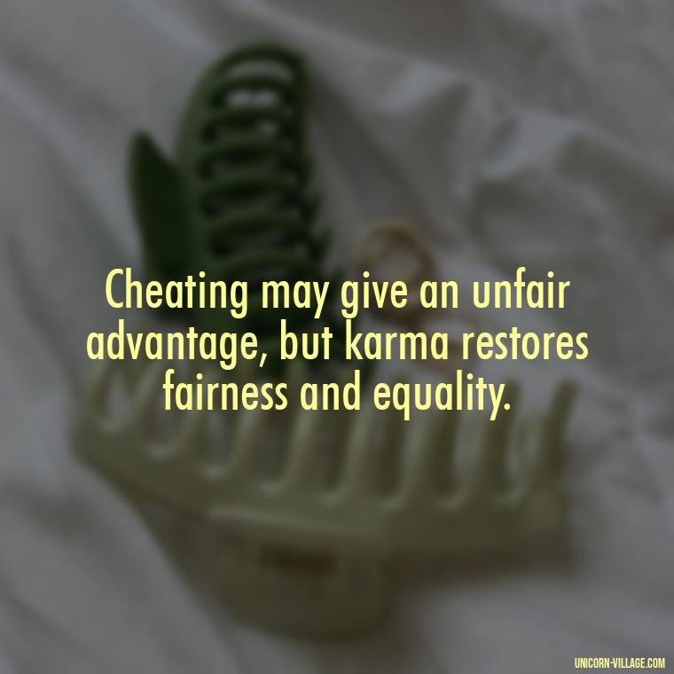 Cheating may give an unfair advantage, but karma restores fairness and equality. - Revenge Karma About Cheating Quotes