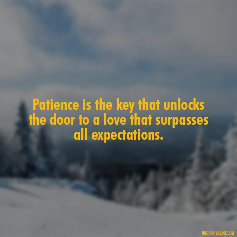 Patience is the key that unlocks the door to a love that surpasses all expectations. - Waiting For Love Quotes