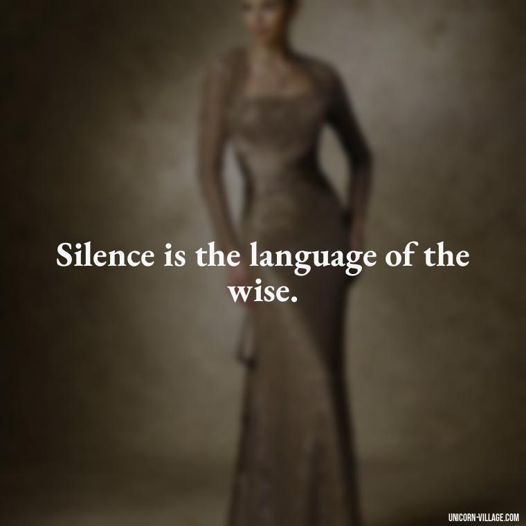 Silence is the language of the wise. - Silent Is My Attitude Quotes