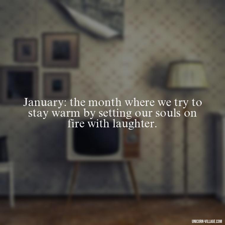 January: the month where we try to stay warm by setting our souls on fire with laughter. - January Funny Quotes