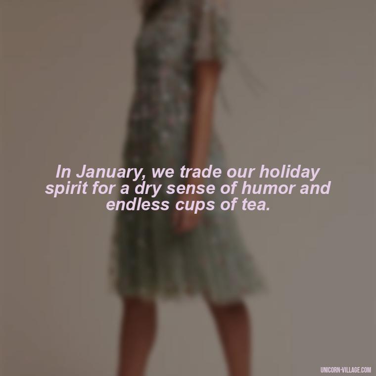 In January, we trade our holiday spirit for a dry sense of humor and endless cups of tea. - January Funny Quotes