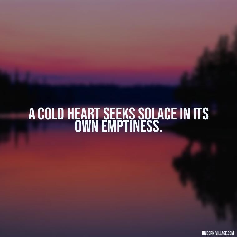 A cold heart seeks solace in its own emptiness. - Cold Hearted Quotes