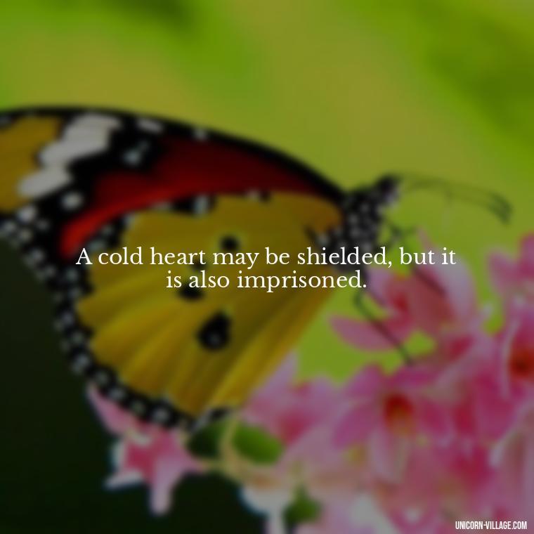 A cold heart may be shielded, but it is also imprisoned. - Cold Hearted Quotes