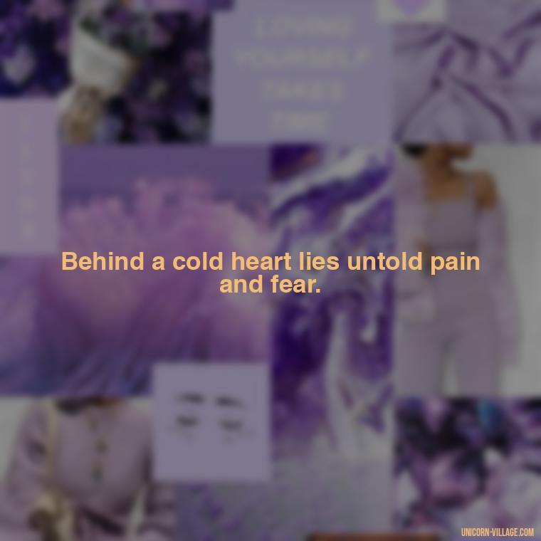 Behind a cold heart lies untold pain and fear. - Cold Hearted Quotes