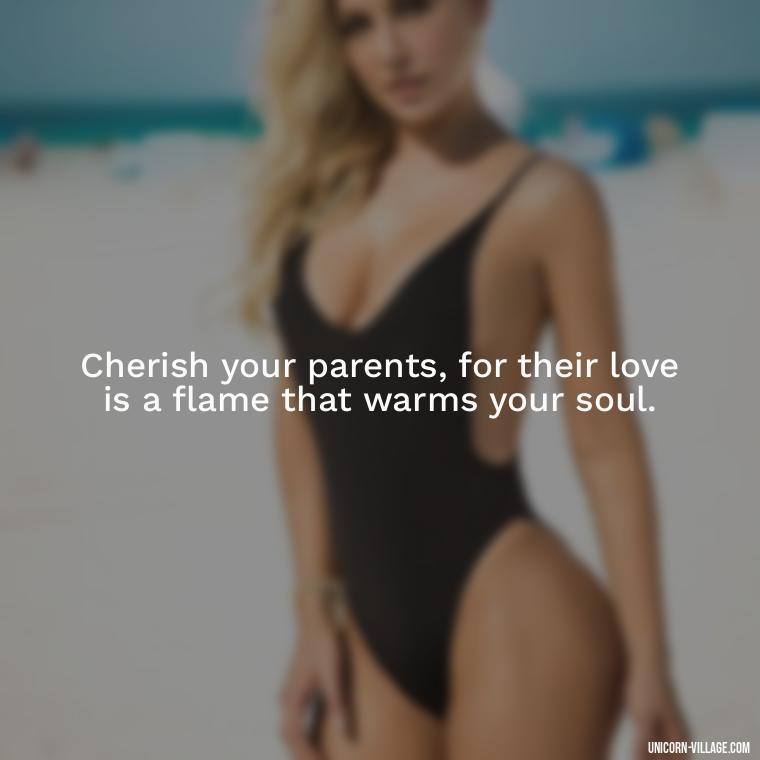Cherish your parents, for their love is a flame that warms your soul. - Love Respect Your Parents Quotes