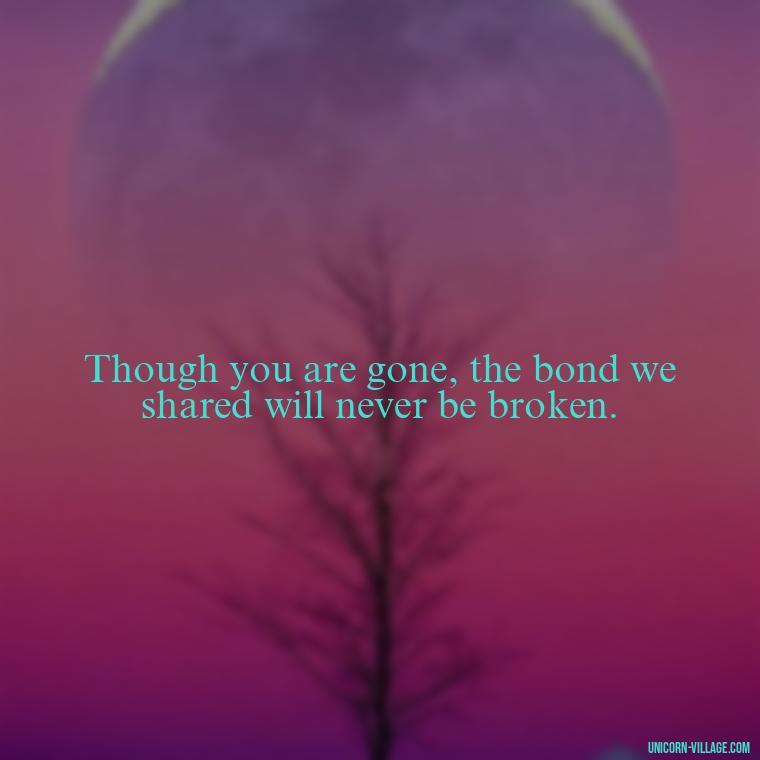 Though you are gone, the bond we shared will never be broken. - Quotes About Brother Who Passed Away
