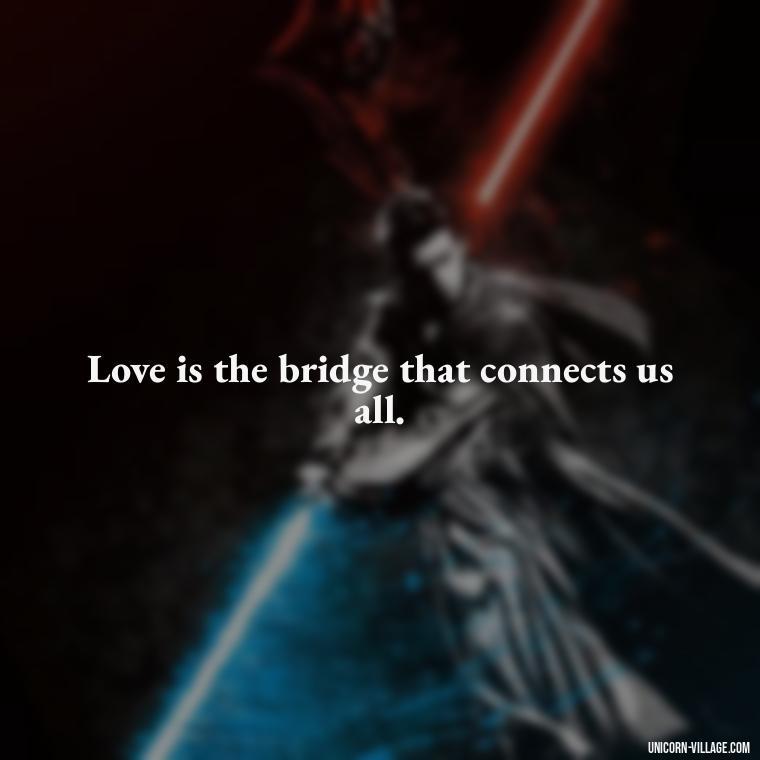 Love is the bridge that connects us all. - Quotes By Aphrodite