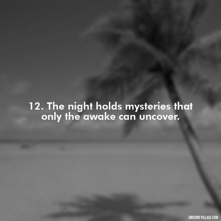12. The night holds mysteries that only the awake can uncover. - Another Sleepless Night Quotes