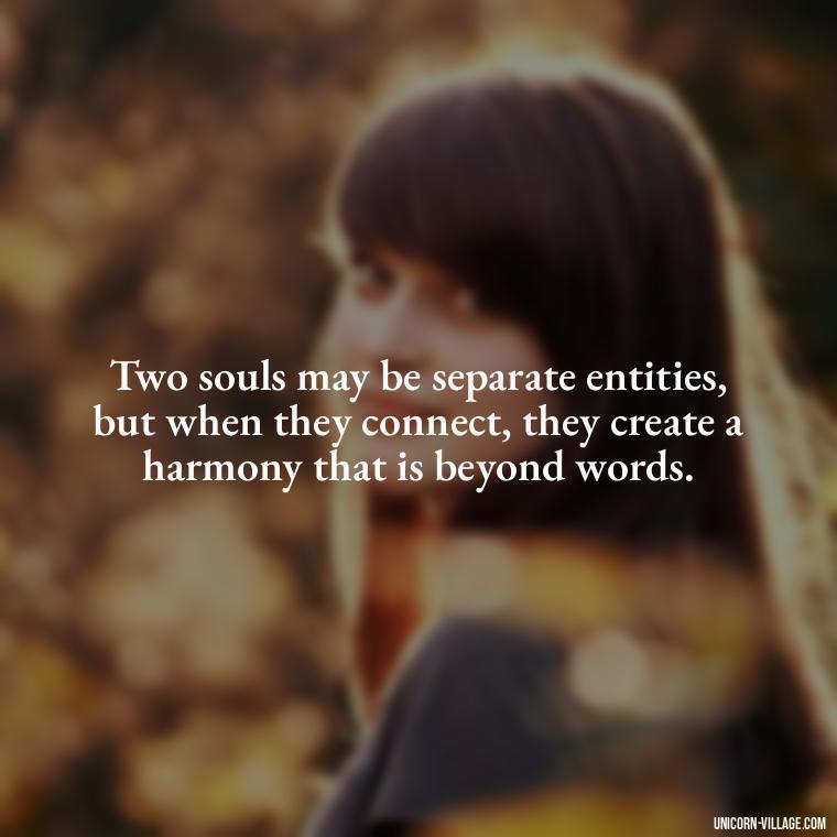 Two souls may be separate entities, but when they connect, they create a harmony that is beyond words. - Two Souls Quotes