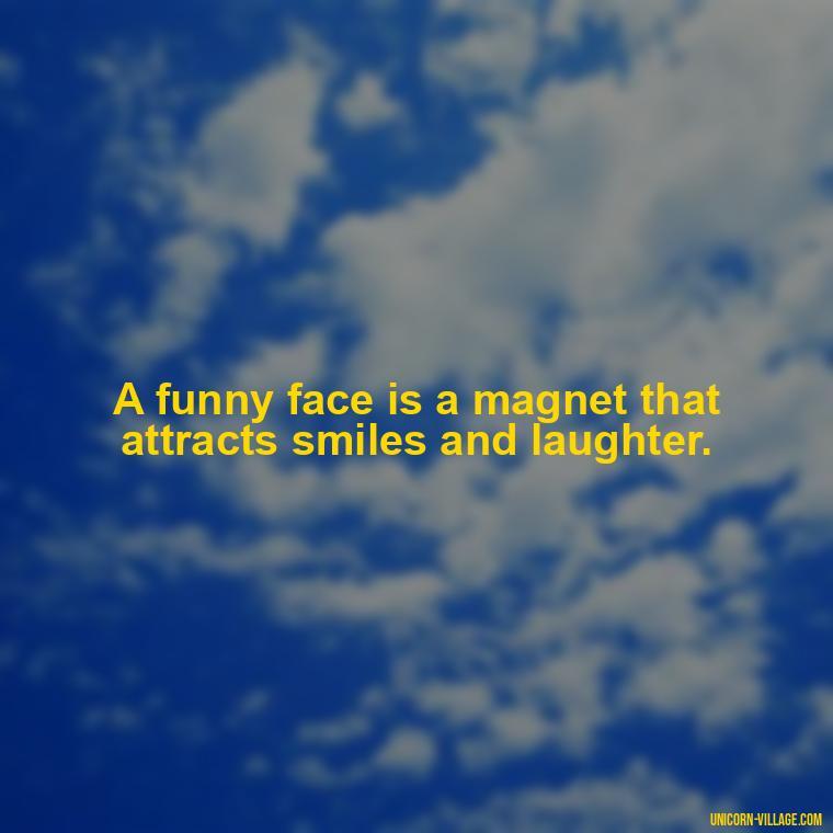 A funny face is a magnet that attracts smiles and laughter. - Funny Face Expression Quotes