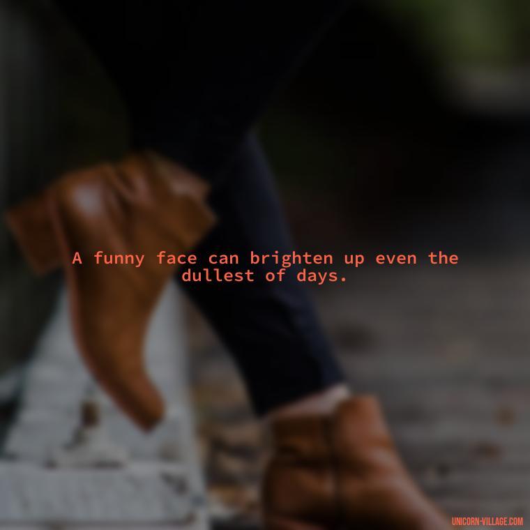 A funny face can brighten up even the dullest of days. - Funny Face Expression Quotes