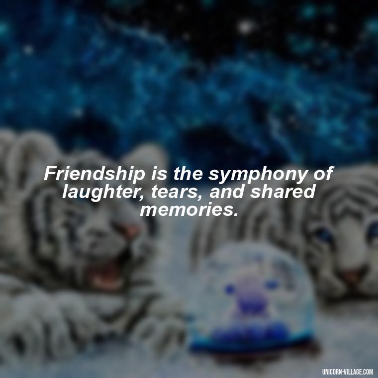 Friendship is the symphony of laughter, tears, and shared memories. - Rumi Quotes About Friendship