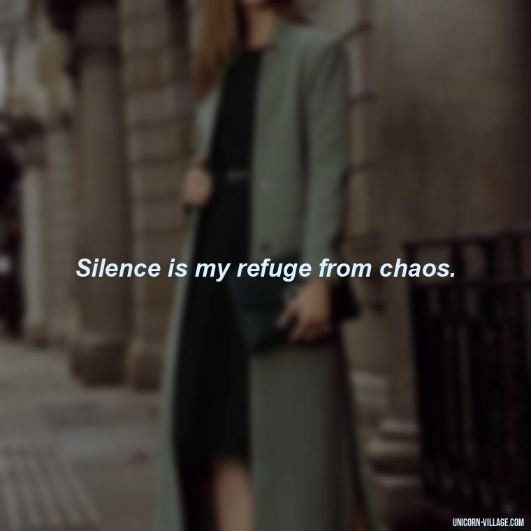 Silence is my refuge from chaos. - Silent Is My Attitude Quotes