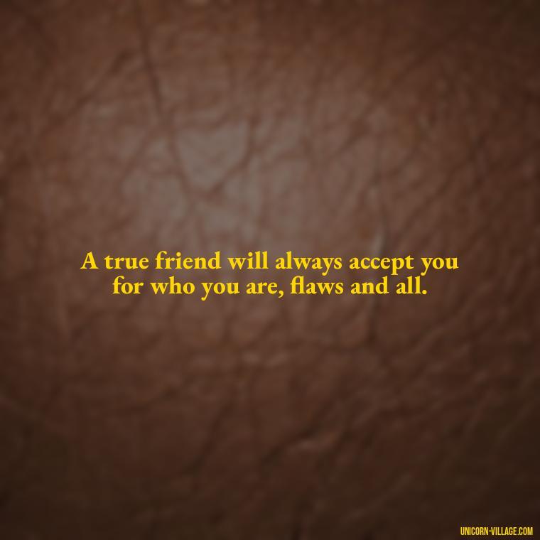 A true friend will always accept you for who you are, flaws and all. - Hate Fake Friends Quotes