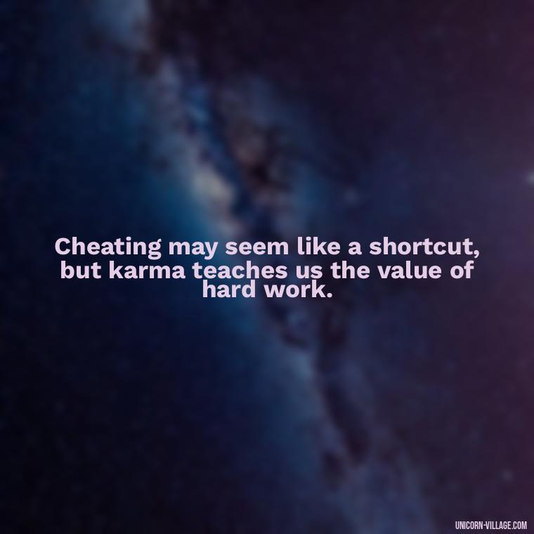 Cheating may seem like a shortcut, but karma teaches us the value of hard work. - Revenge Karma About Cheating Quotes