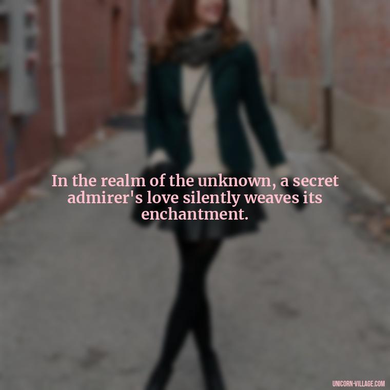 In the realm of the unknown, a secret admirer's love silently weaves its enchantment. - Secret Admirer Quotes