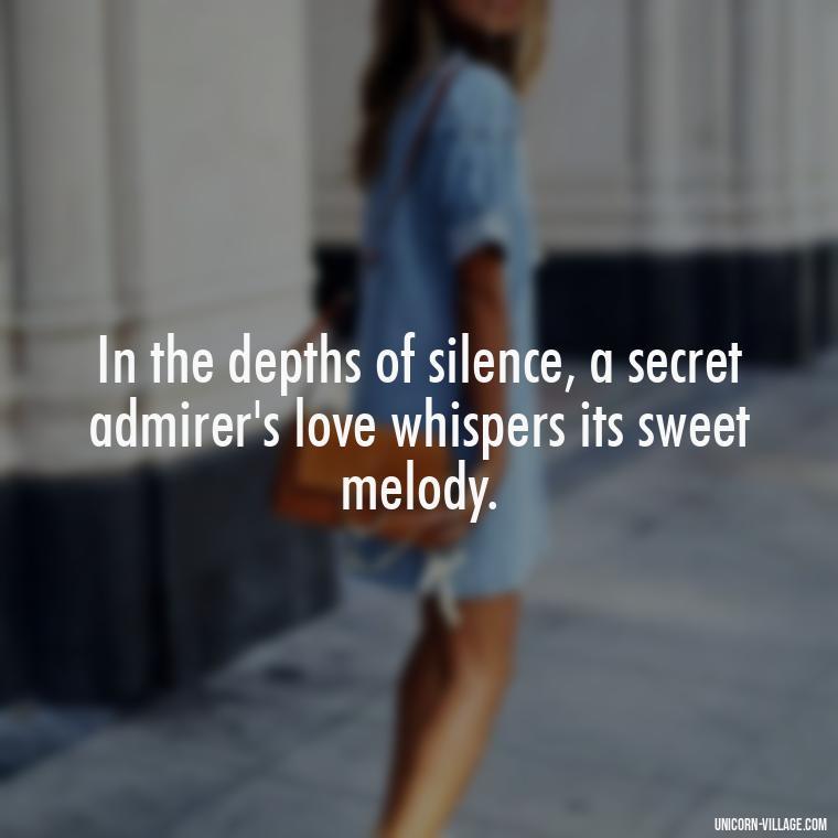 In the depths of silence, a secret admirer's love whispers its sweet melody. - Secret Admirer Quotes