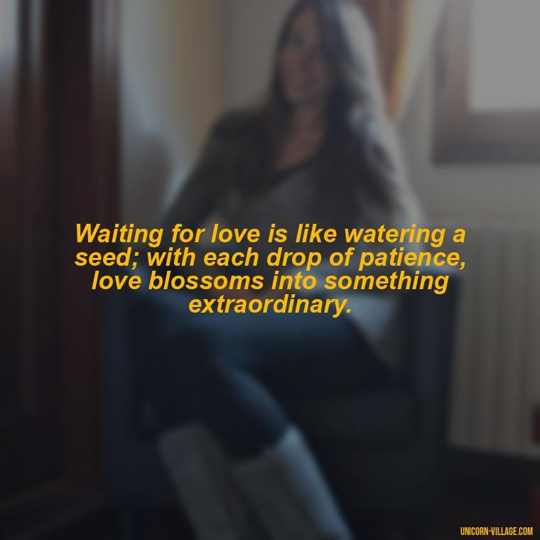 Waiting for love is like watering a seed; with each drop of patience, love blossoms into something extraordinary. - Waiting For Love Quotes