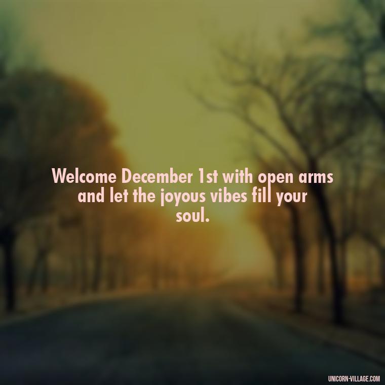 Welcome December 1st with open arms and let the joyous vibes fill your soul. - Happy December 1St Quotes