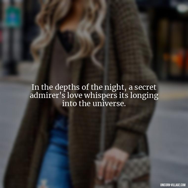 In the depths of the night, a secret admirer's love whispers its longing into the universe. - Secret Admirer Quotes