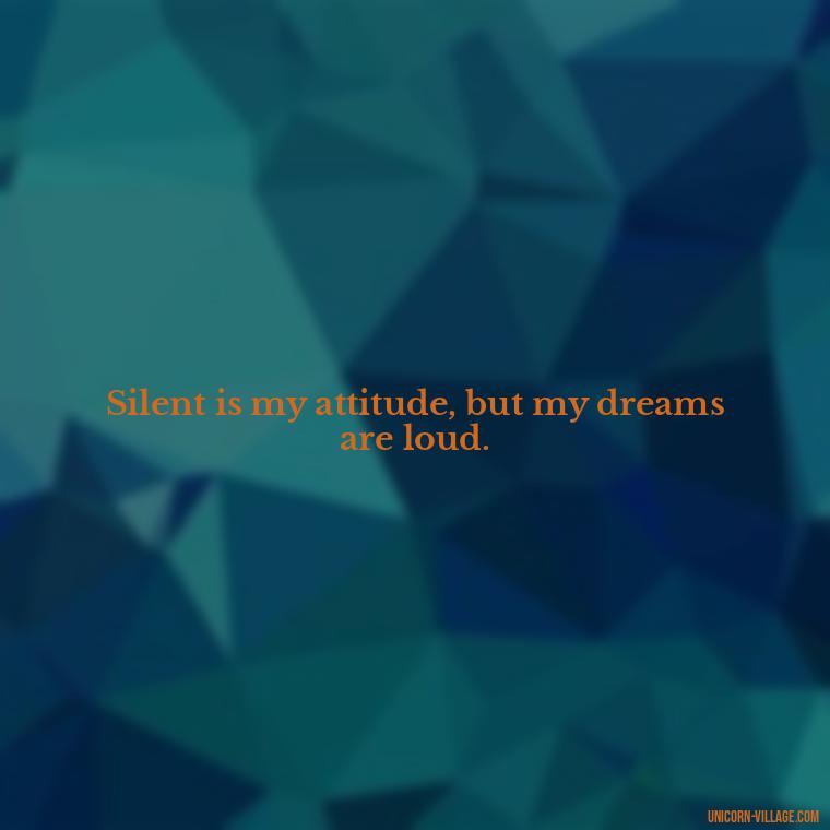 Silent is my attitude, but my dreams are loud. - Silent Is My Attitude Quotes